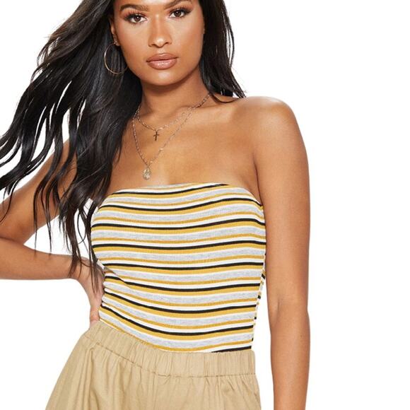 Charlotte Russe Striped Ribbed Bodysuit NWT Size Large - Picture 1 of 3